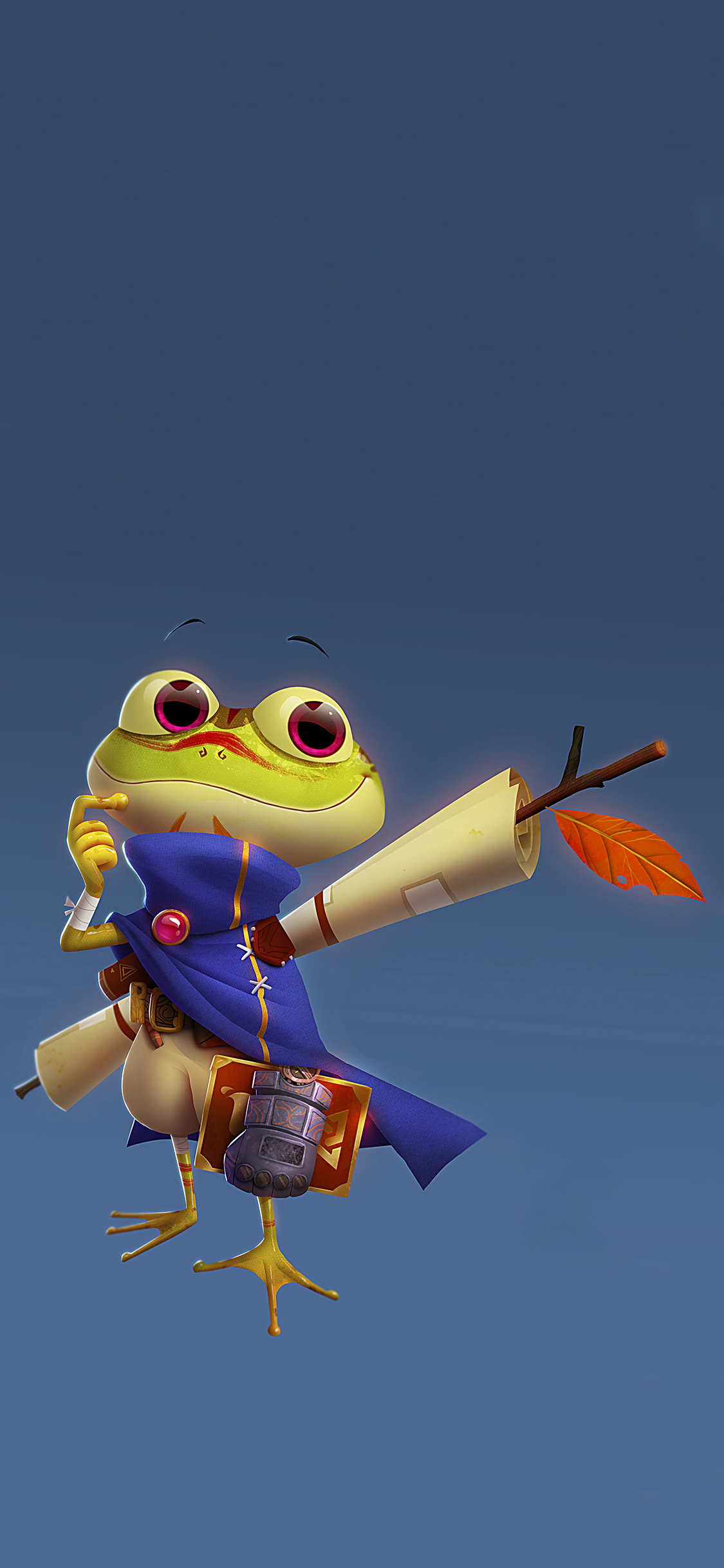 [2436×1125]青蛙 卡通 插图 斗篷 苹果手机动漫壁纸图片