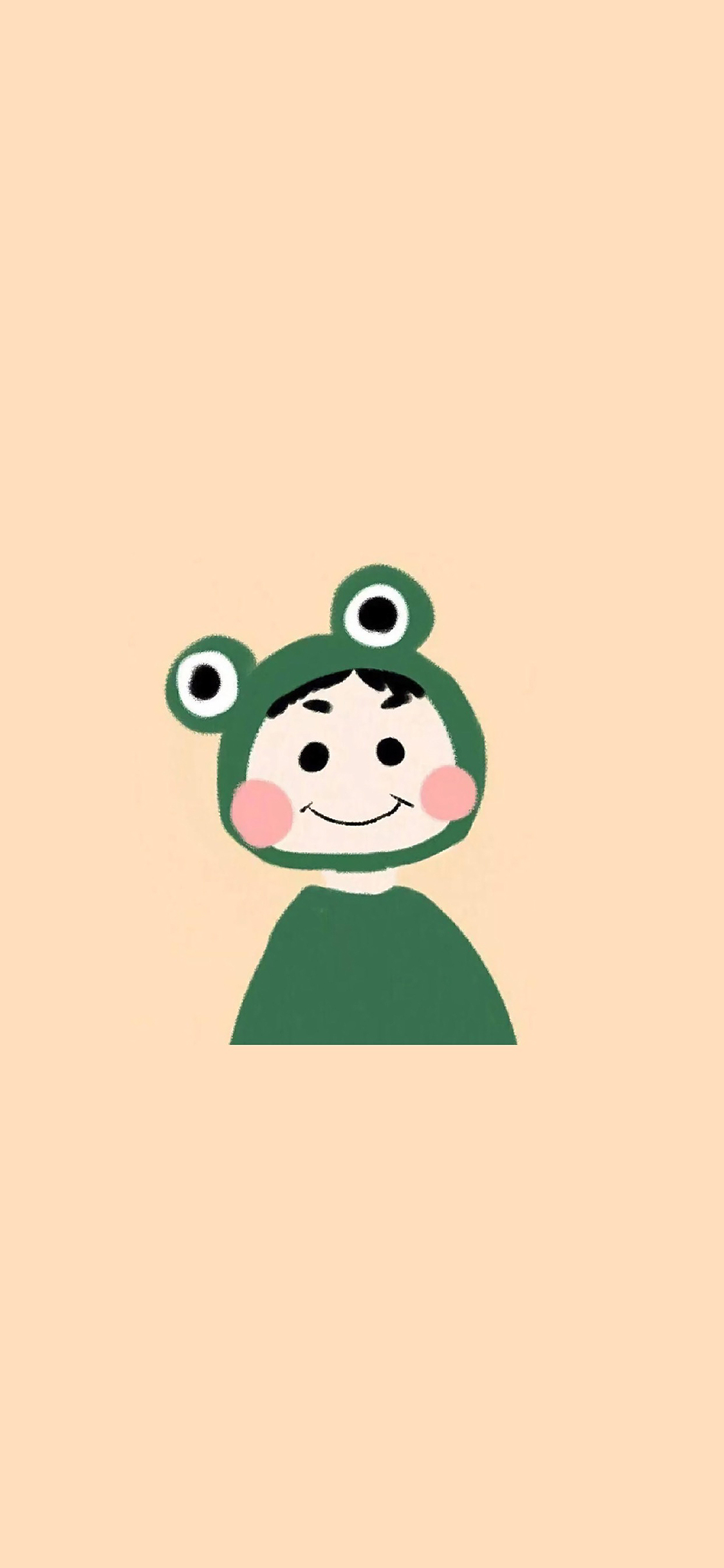 [2436×1125]青蛙头套 卡通 可爱 趣味 苹果手机动漫壁纸图片