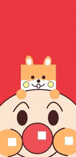 [2436x1125]面包超人 可爱 卡通 狗 红色 苹果手机动漫壁纸图片