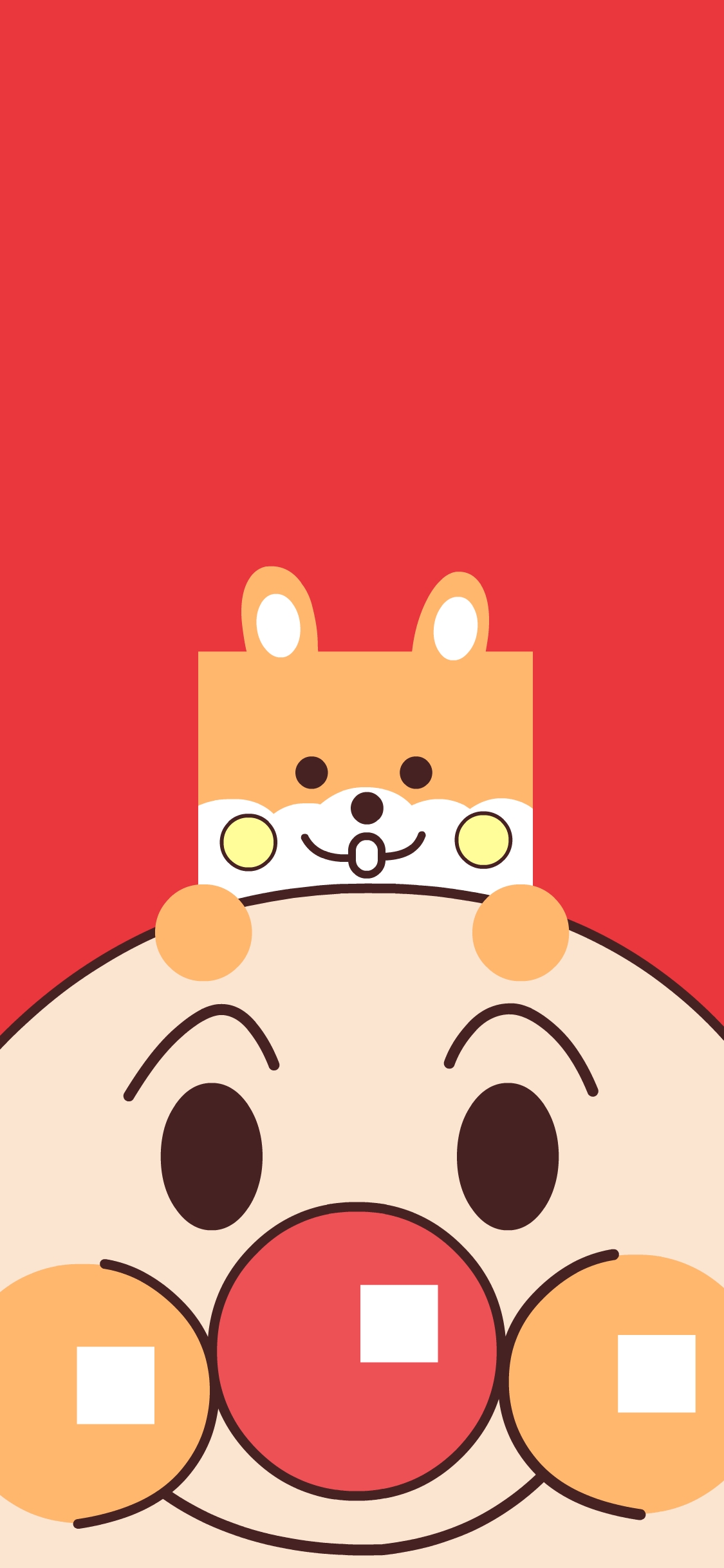 [2436×1125]面包超人 可爱 卡通 狗 红色 苹果手机动漫壁纸图片