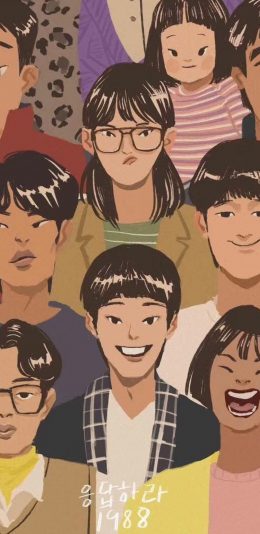 [2436x1125]韩剧 请回答1988 插画 德善 苹果手机动漫壁纸图片