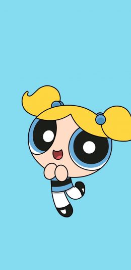 [2436x1125]飞天小女警 卡通 蓝色 动画 泡泡 苹果手机动漫壁纸图片