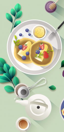 [2436x1125]食物 插图 松饼 小蛋糕 苹果手机动漫壁纸图片