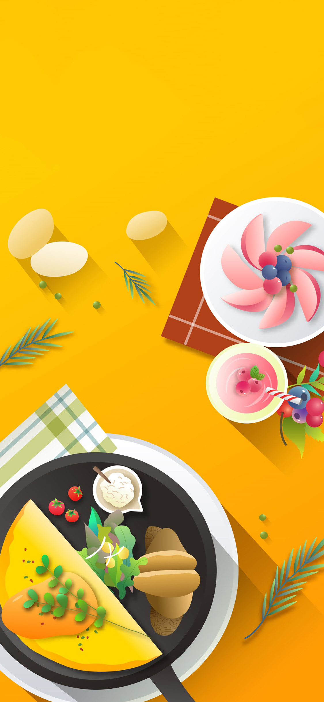 [2436×1125]食物 插图 水果 点心 苹果手机动漫壁纸图片