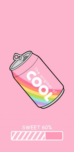 [2436x1125]饮料 粉色 易拉罐 cool 甜 苹果手机动漫壁纸图片