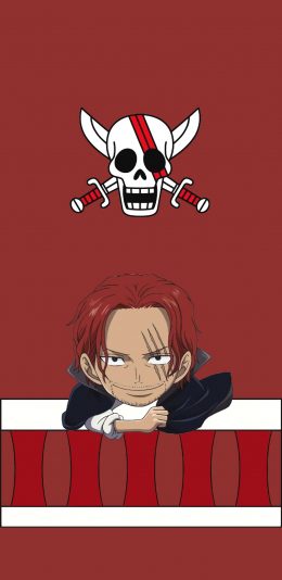 [2436x1125]香克斯 海贼王 红发 日本 漫画 骷髅头 苹果手机动漫壁纸图片