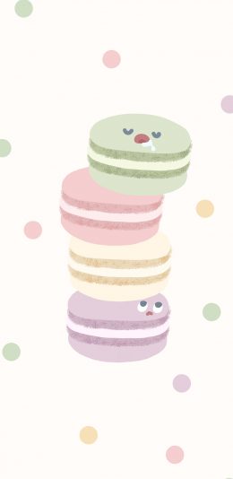 [2436x1125]马卡龙 卡通 绘画 可爱 苹果手机动漫壁纸图片