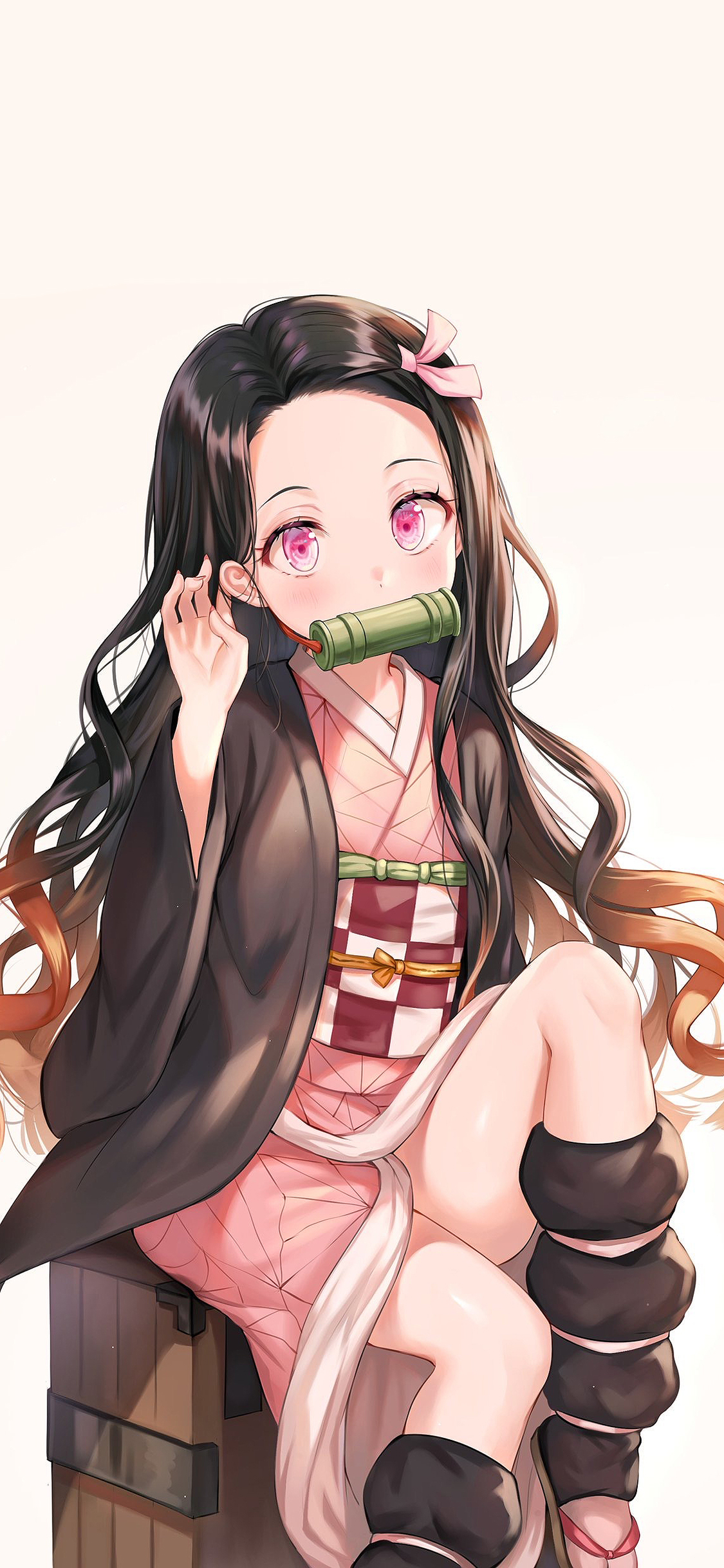 [2436×1125]鬼灭之刃 灶门祢豆子 日漫 苹果手机动漫壁纸图片