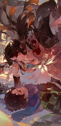 [2436x1125]鬼灭之刃 祢豆子 炭治郎 漫画 苹果手机动漫壁纸图片