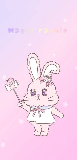 [2436x1125]魔术 兔子 粉色 少女心 苹果手机动漫壁纸图片