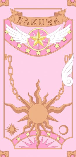 [2436x1125]魔法牌 百变小樱 粉色 苹果手机动漫壁纸图片