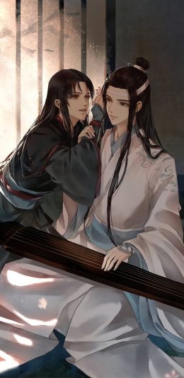 [2436x1125]魔道祖师 古风 原画 少年 古琴 苹果手机动漫壁纸图片