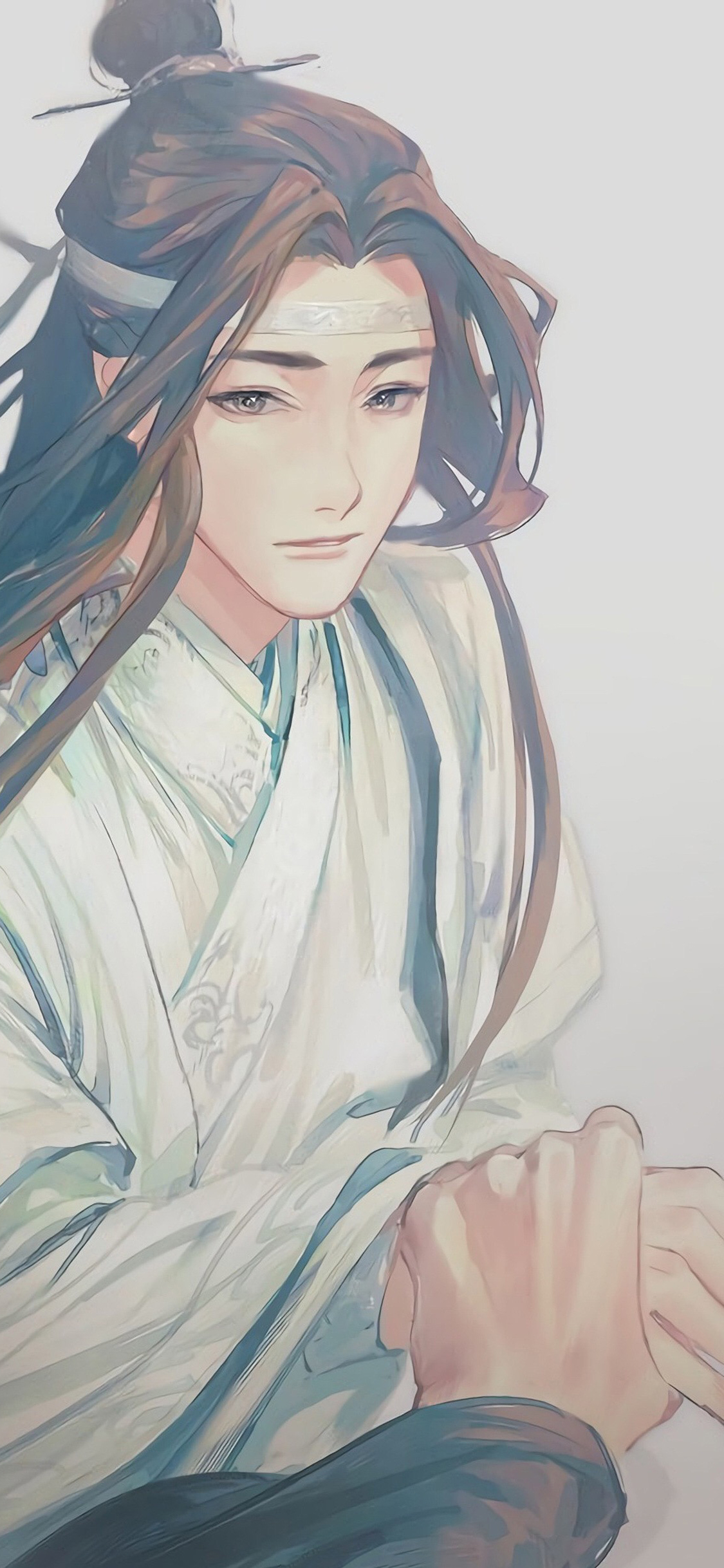 [2436×1125]魔道祖师 古风 原画 少年 牵手 苹果手机动漫壁纸图片