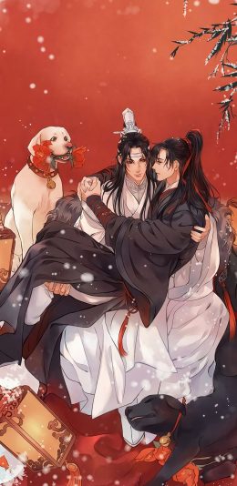 [2436x1125]魔道祖师 古风 原画 少年 雪 苹果手机动漫壁纸图片