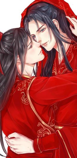 [2436x1125]魔道祖师 漫画 古风 魏无羡 蓝湛 红色 苹果手机动漫壁纸图片