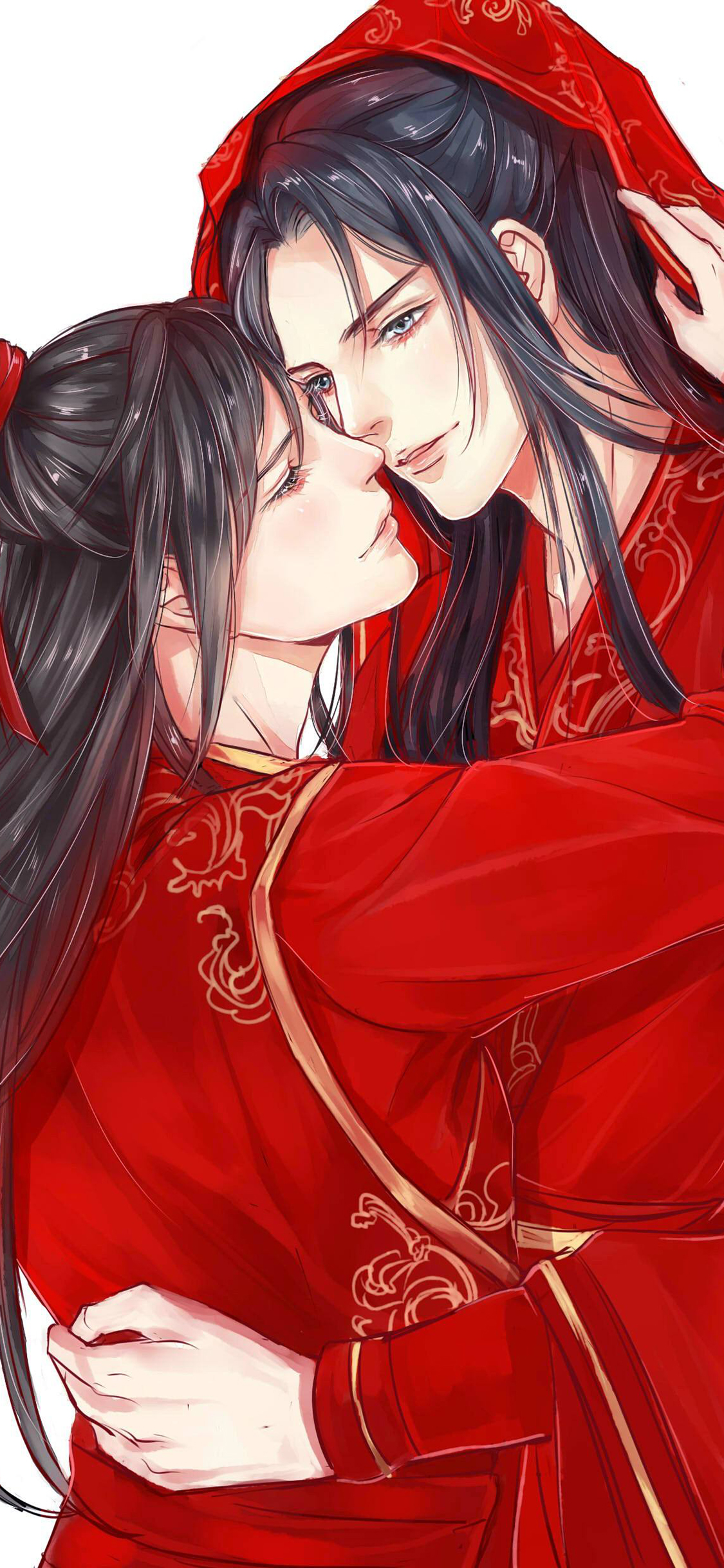 [2436×1125]魔道祖师 漫画 古风 魏无羡 蓝湛 红色 苹果手机动漫壁纸图片