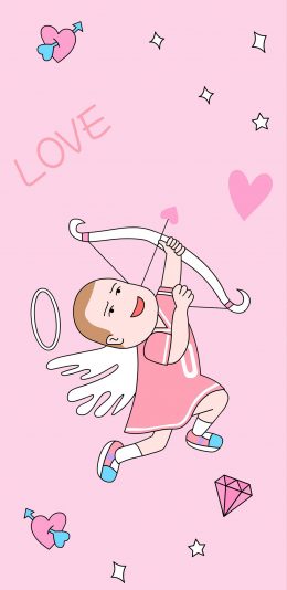 [2436x1125]鲍比希尔 爱心 LOVE 粉 苹果手机动漫壁纸图片