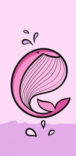 [2436x1125]鲸鱼 可爱 粉 卡通 苹果手机动漫壁纸图片