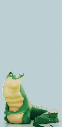 [2436x1125]鳄鱼 3D 卡通 可爱 苹果手机动漫壁纸图片