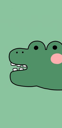 [2436x1125]鳄鱼 卡通 绿色 牙齿 苹果手机动漫壁纸图片