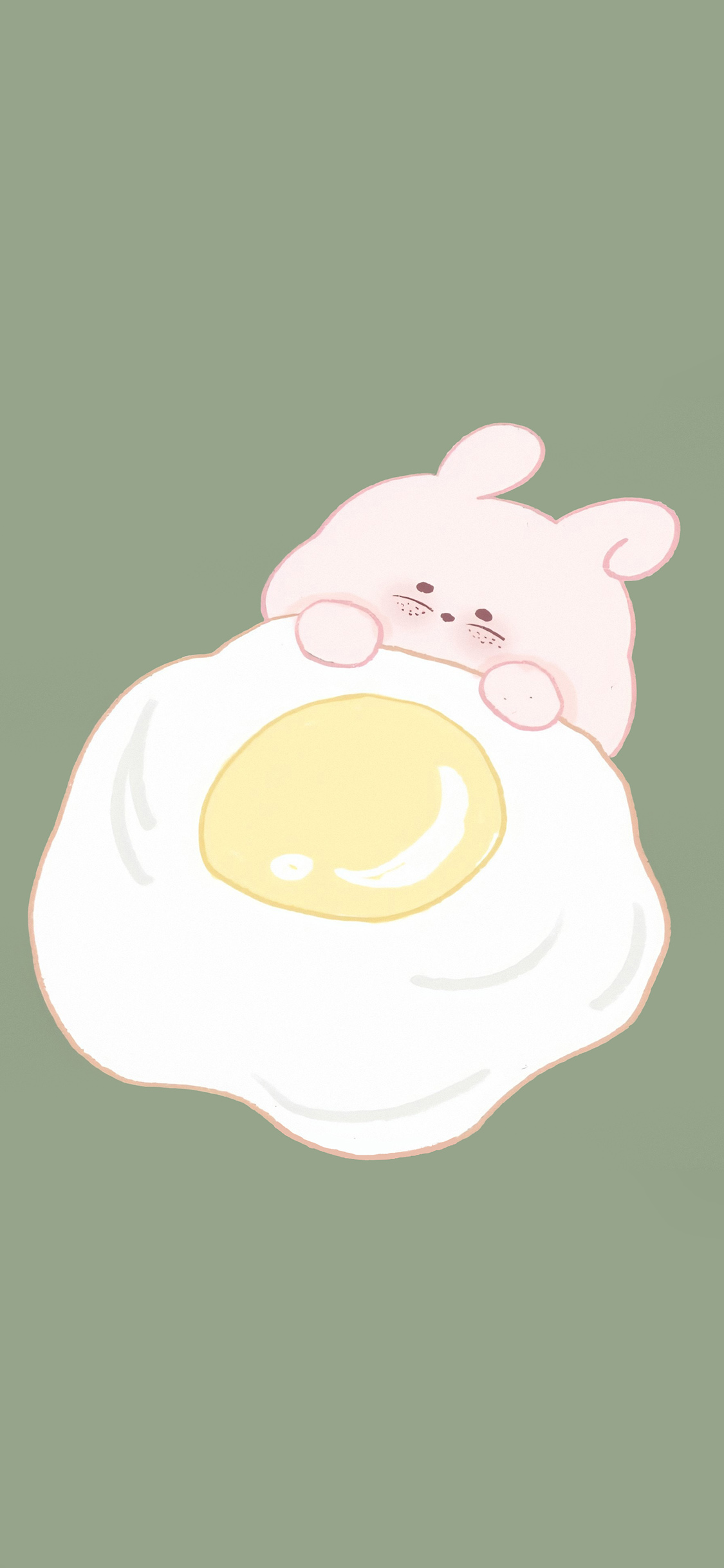 [2436×1125]鸡蛋 兔子 可爱 盖被 苹果手机动漫壁纸图片