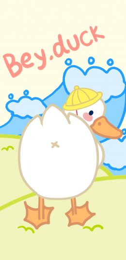 [2436x1125]鸭子 bey duck 卡通 苹果手机动漫壁纸图片