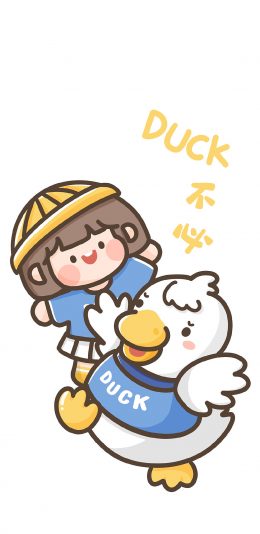[2436x1125]鸭子 duck不必 女孩 肉肉酱 苹果手机动漫壁纸图片