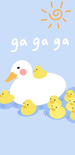 [2436x1125]鸭子 gaga 小黄鸭 卡通 苹果手机动漫壁纸图片