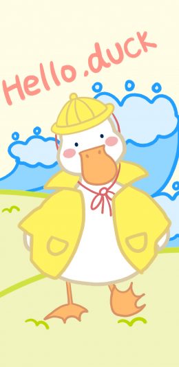 [2436x1125]鸭子 hello duck 卡通 苹果手机动漫壁纸图片