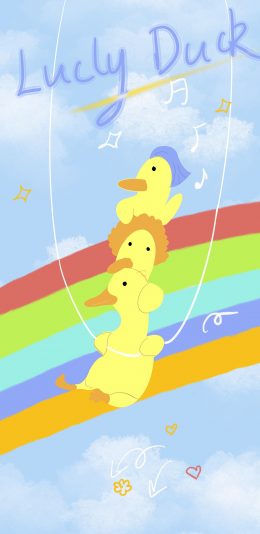 [2436x1125]鸭子 lucky duck 色彩 苹果手机动漫壁纸图片