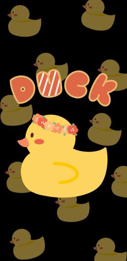 [2436x1125]鸭子 卡通 duck 小黄鸭 苹果手机动漫壁纸图片