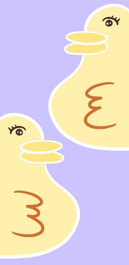 [2436x1125]鸭子 卡通 丑萌 插画 苹果手机动漫壁纸图片