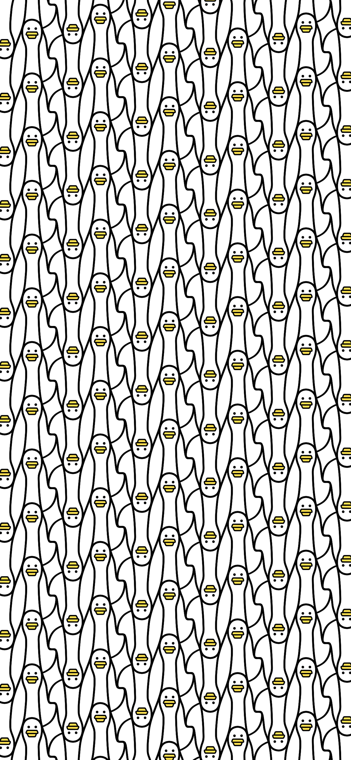 [2436×1125]鸭子 卡通 密集 平铺 苹果手机动漫壁纸图片