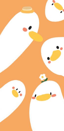 [2436x1125]鸭子 卡通 平铺 可爱 苹果手机动漫壁纸图片