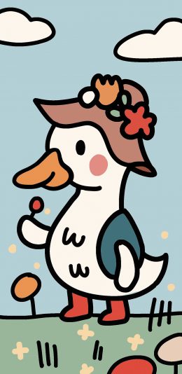 [2436x1125]鸭子 卡通 色彩 趣味 苹果手机动漫壁纸图片