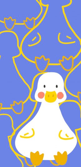 [2436x1125]鸭子 卡通 镂空 可爱 苹果手机动漫壁纸图片