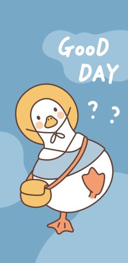 [2436x1125]鸭子 可爱 卡通 good 大眼 苹果手机动漫壁纸图片