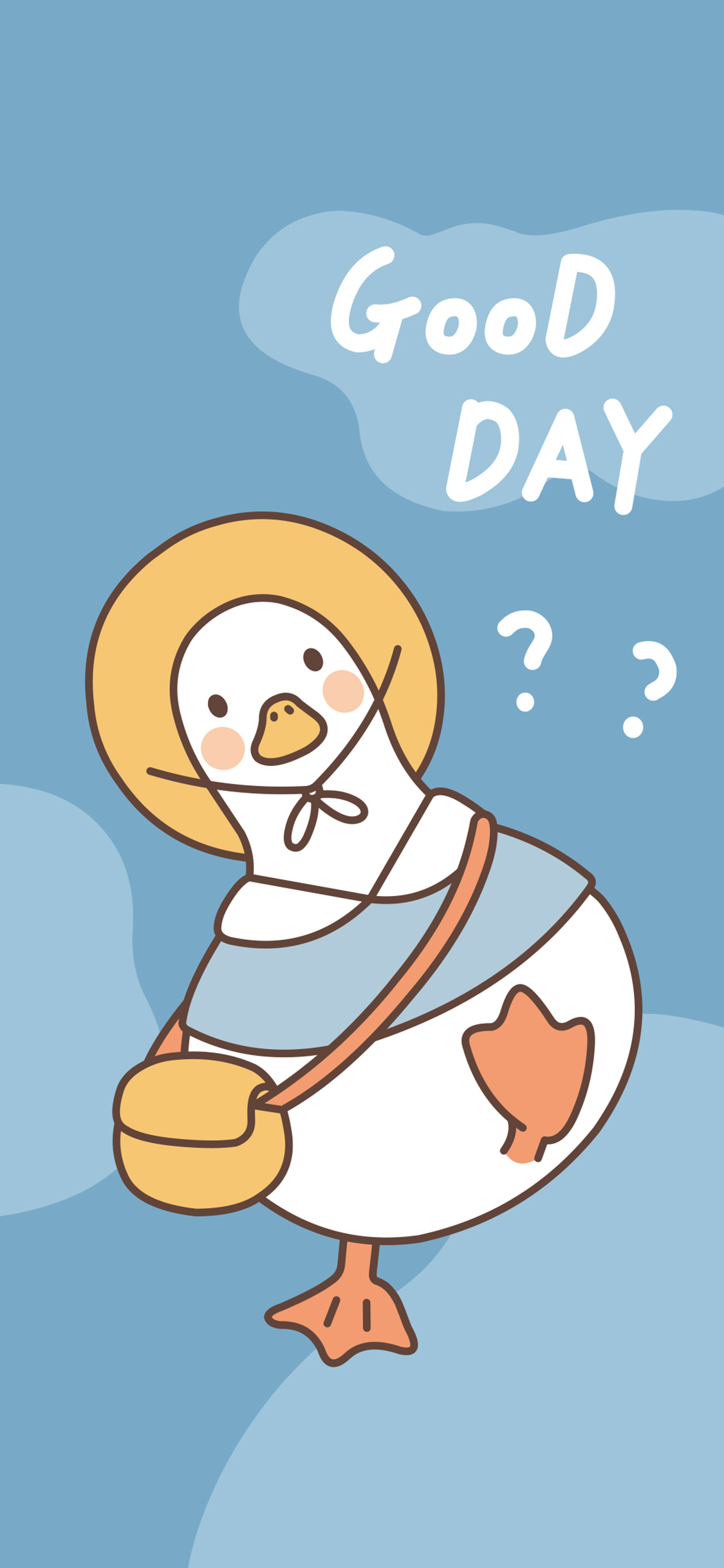 [2436×1125]鸭子 可爱 卡通 good 大眼 苹果手机动漫壁纸图片