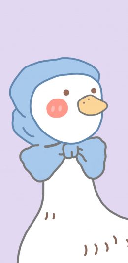 [2436x1125]鸭子 可爱 头巾 卡通 苹果手机动漫壁纸图片