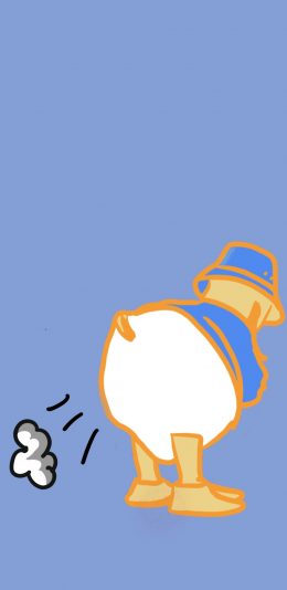 [2436x1125]鸭子 可爱 蓝 放屁 苹果手机动漫壁纸图片