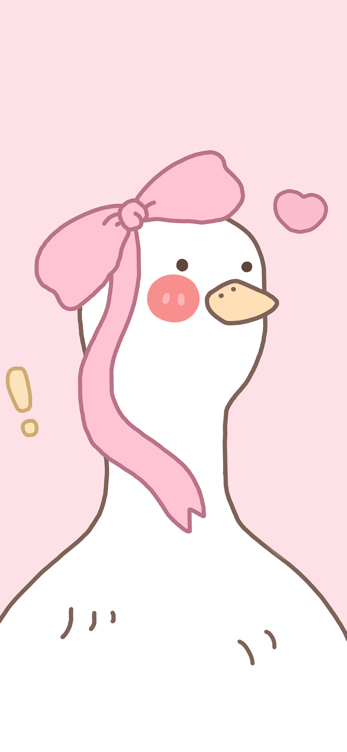 [2436×1125]鸭子 可爱 蝴蝶结 卡通 爱心 苹果手机动漫壁纸图片