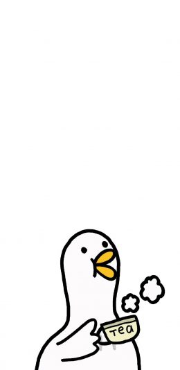 [2436x1125]鸭子 喝茶 简笔画 可爱 卡通 苹果手机动漫壁纸图片