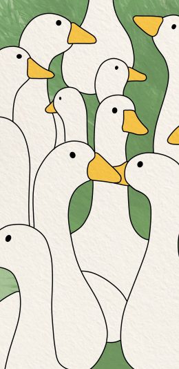 [2436x1125]鸭子 家禽 卡通 密集 苹果手机动漫壁纸图片