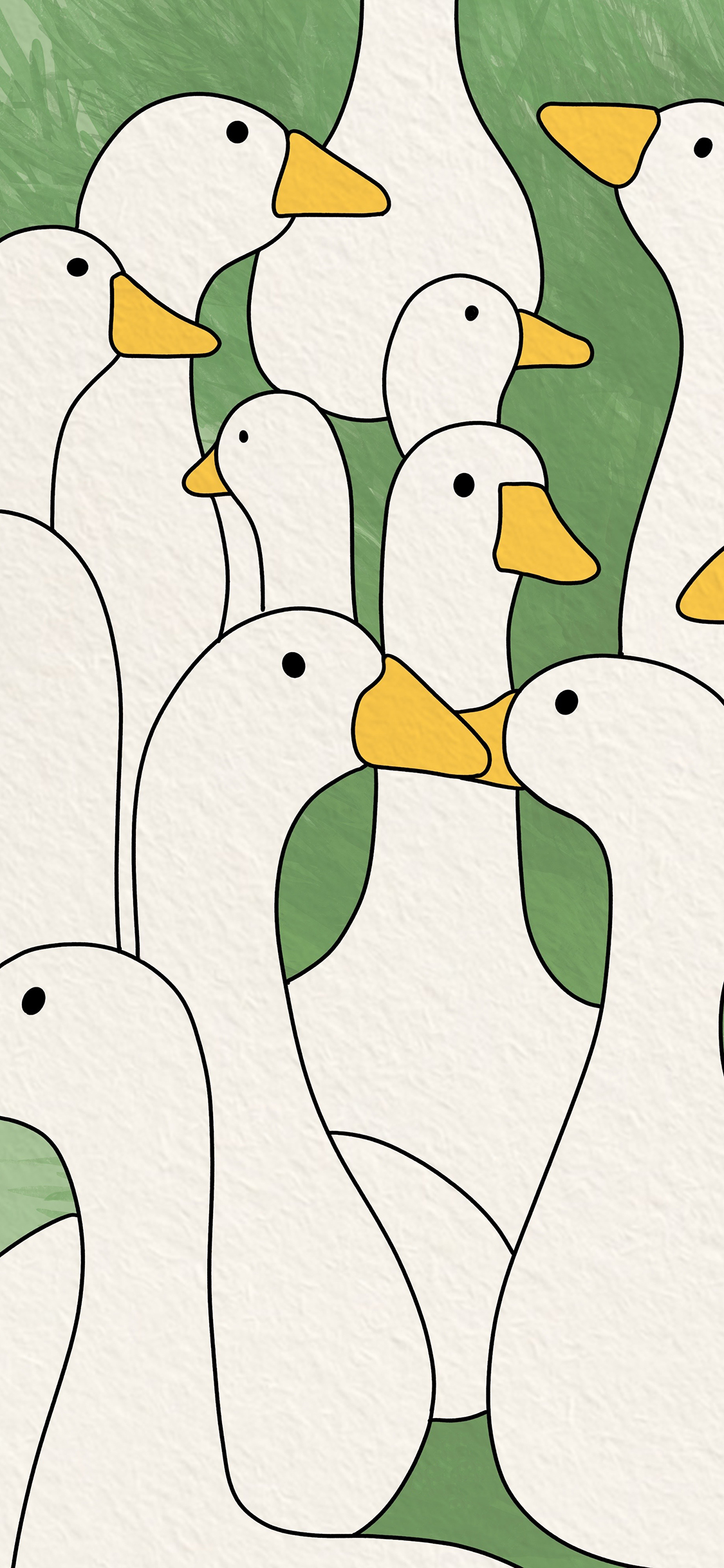 [2436×1125]鸭子 家禽 卡通 密集 苹果手机动漫壁纸图片