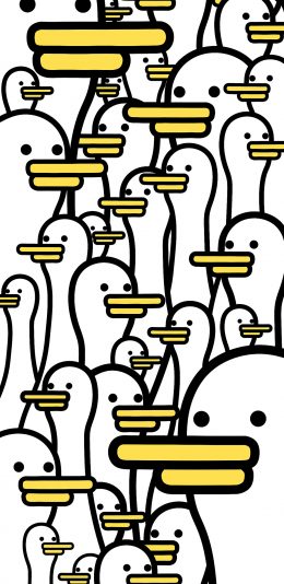 [2436x1125]鸭子 平铺 密集 卡通 苹果手机动漫壁纸图片