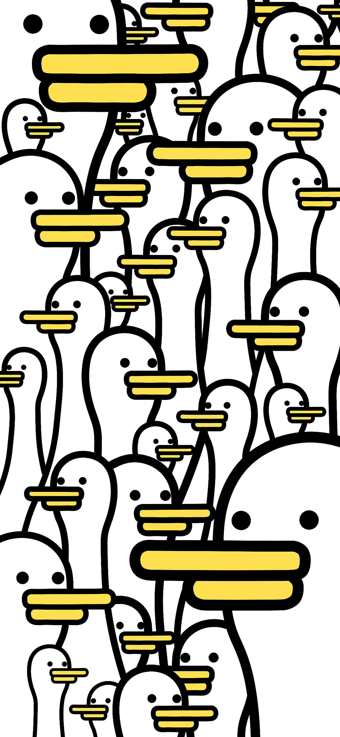 [2436×1125]鸭子 平铺 密集 卡通 苹果手机动漫壁纸图片