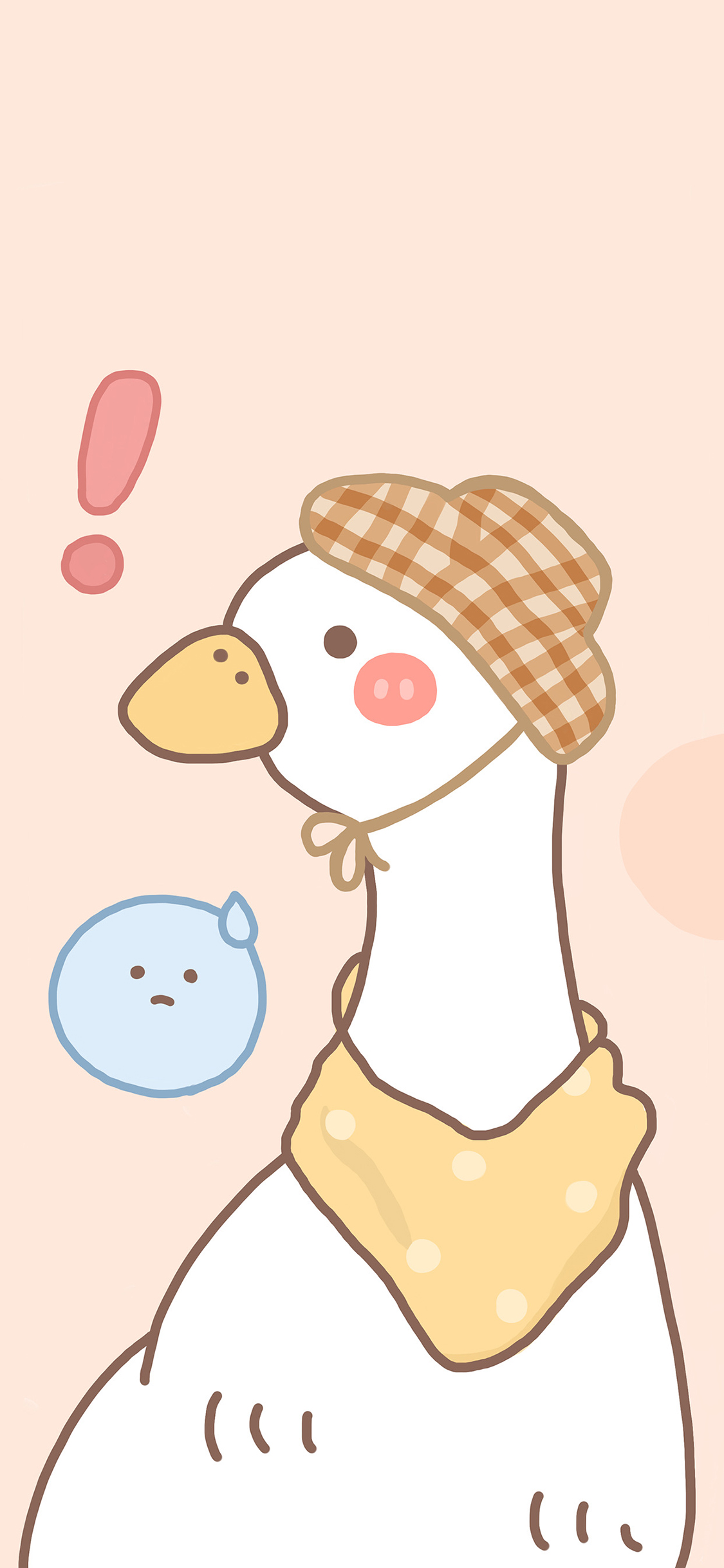 [2436×1125]鸭子 感叹号 帽子 腮红 苹果手机动漫壁纸图片