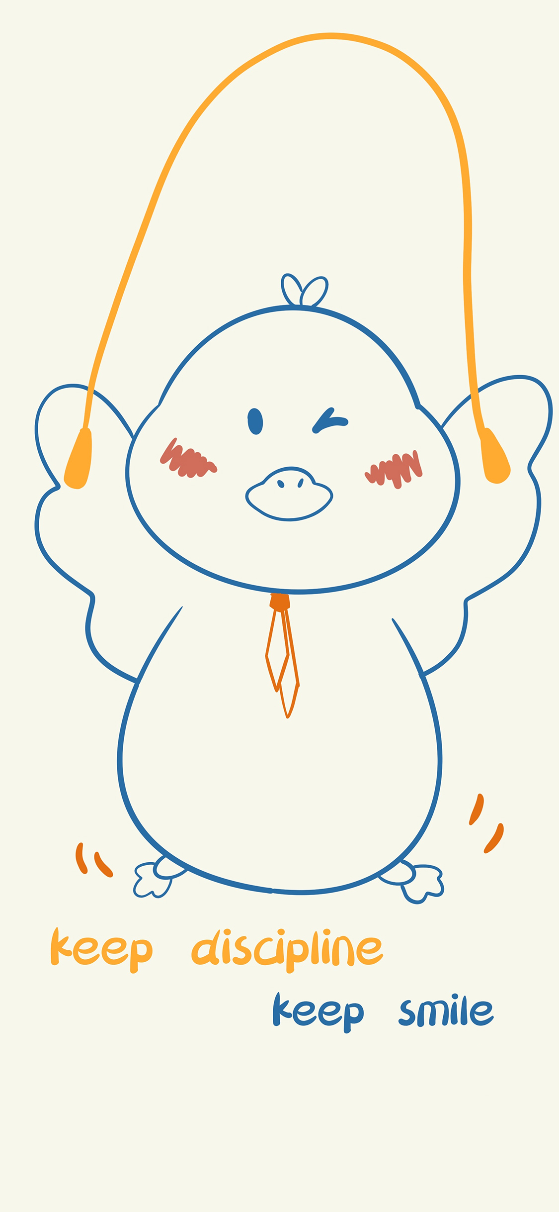 [2436×1125]鸭子 手绘 简约 跳绳 苹果手机动漫壁纸图片