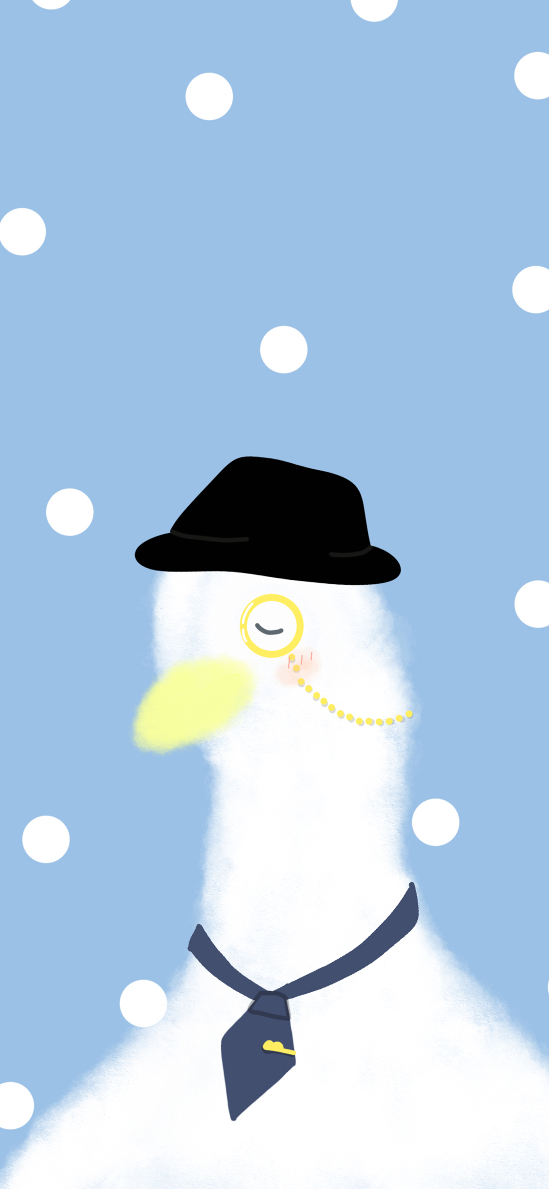 [2436×1125]鸭子 蓝 领带 帽子 苹果手机动漫壁纸图片