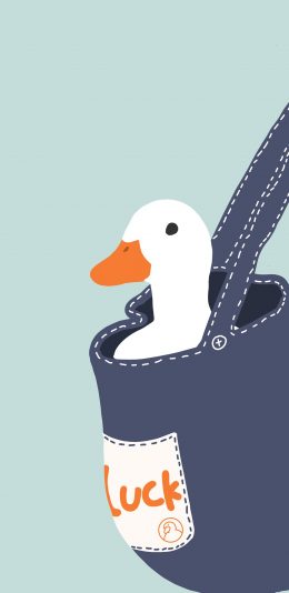 [2436x1125]鸭子 袋子 duck 蓝色 苹果手机动漫壁纸图片